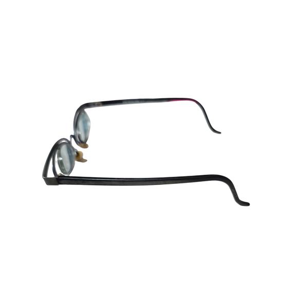 Vintage Leon Belgium Eyeglasses Silver & Black Oval Avant-Garde Frames - Picture 4 of 5